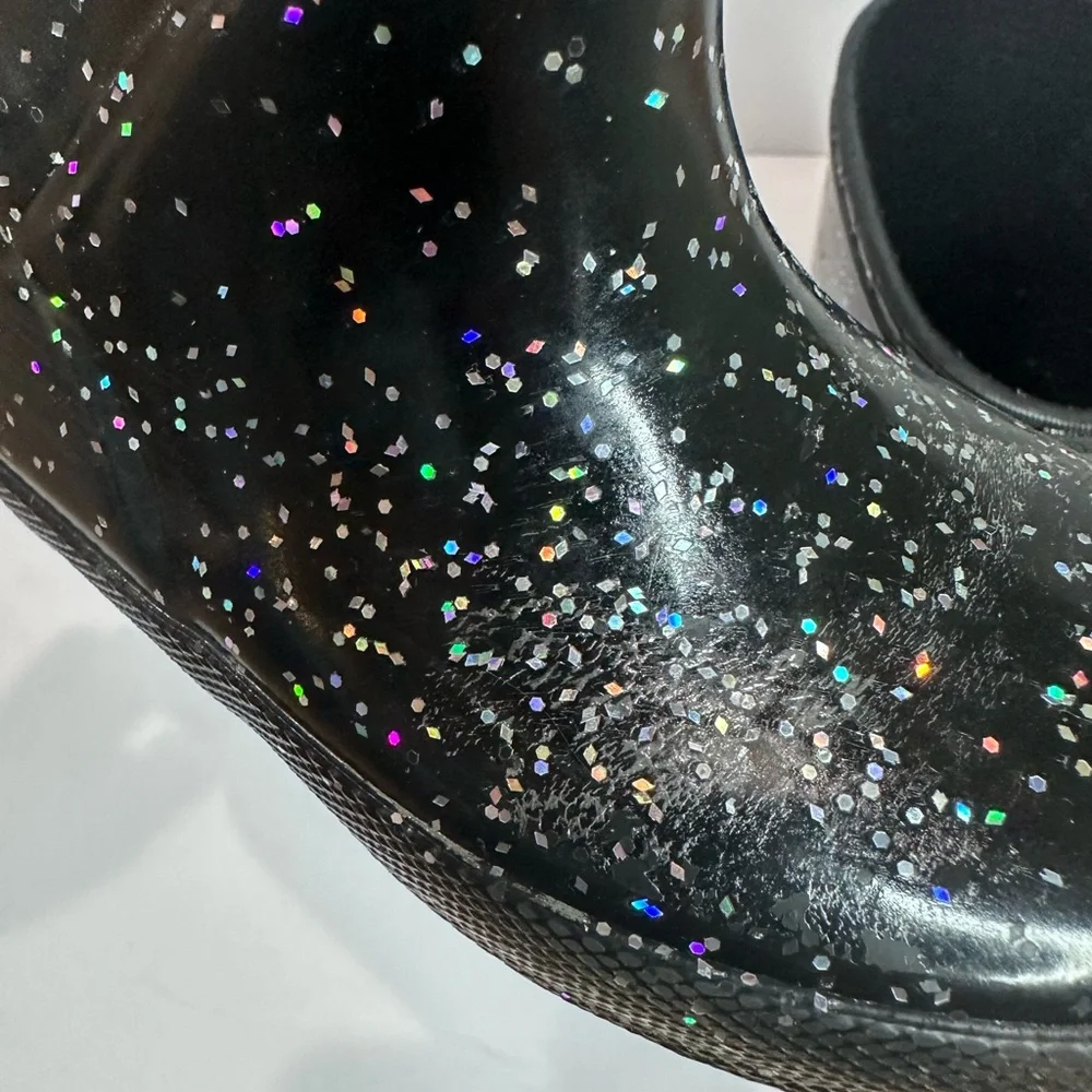 Toddler Hunter Black Glitter Rain Boots
